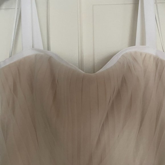 Marchesa Notte Sleeveless Textured Tulle Tea Lengt - Picture 4 of 7